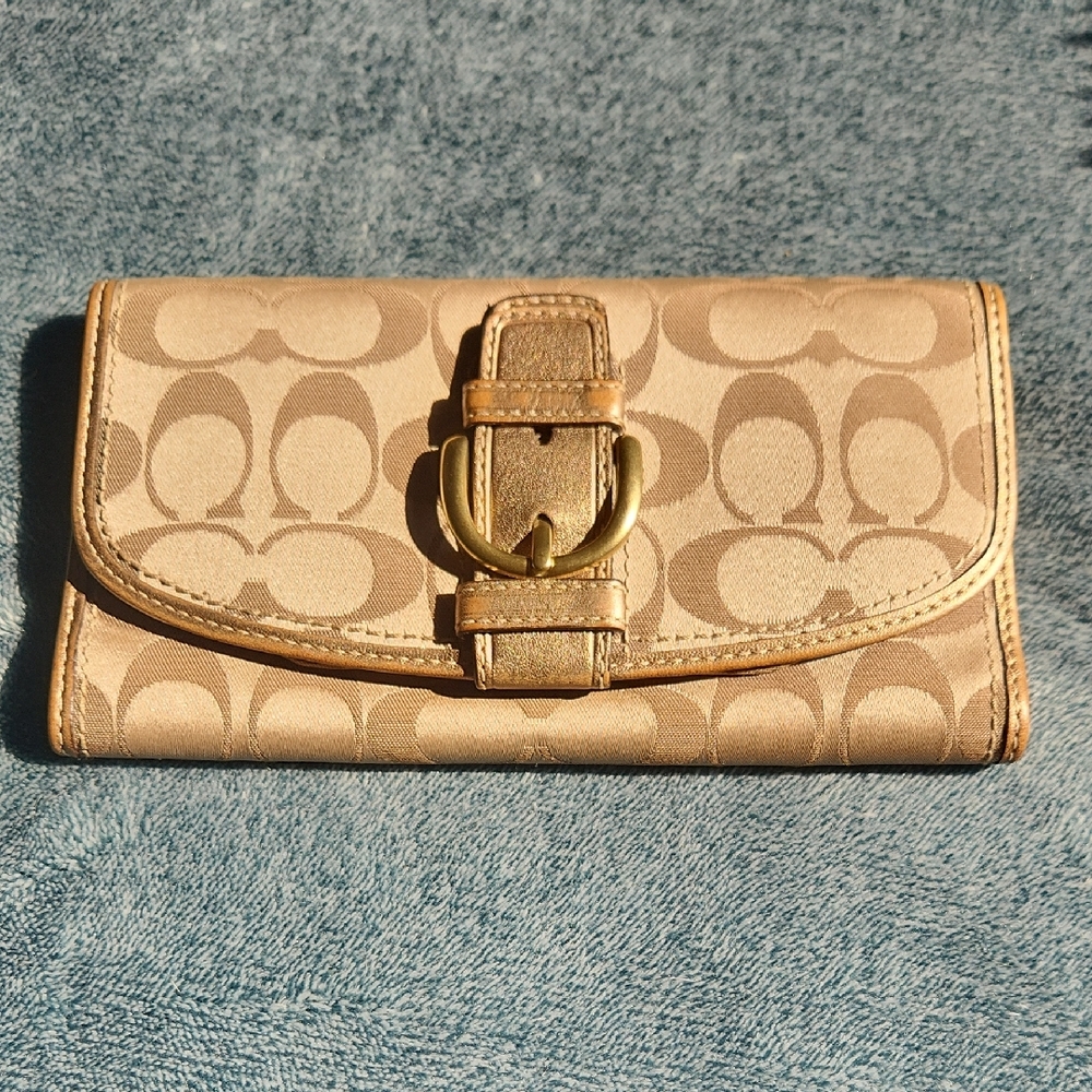 Coach Tan Gold Signature Wallet